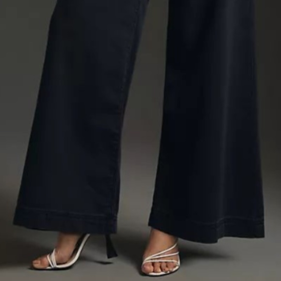 Brand New PILCRO STRAPLESS POLISHED WIDE-LEG DENIM JUMPSUIT - Picture 5 of 13